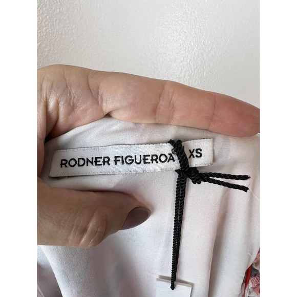 NEW Rodner Figueroa Puff Sleeve Dress XS Ruffle Mini Red Dot Geometric Print - Picture 9 of 12